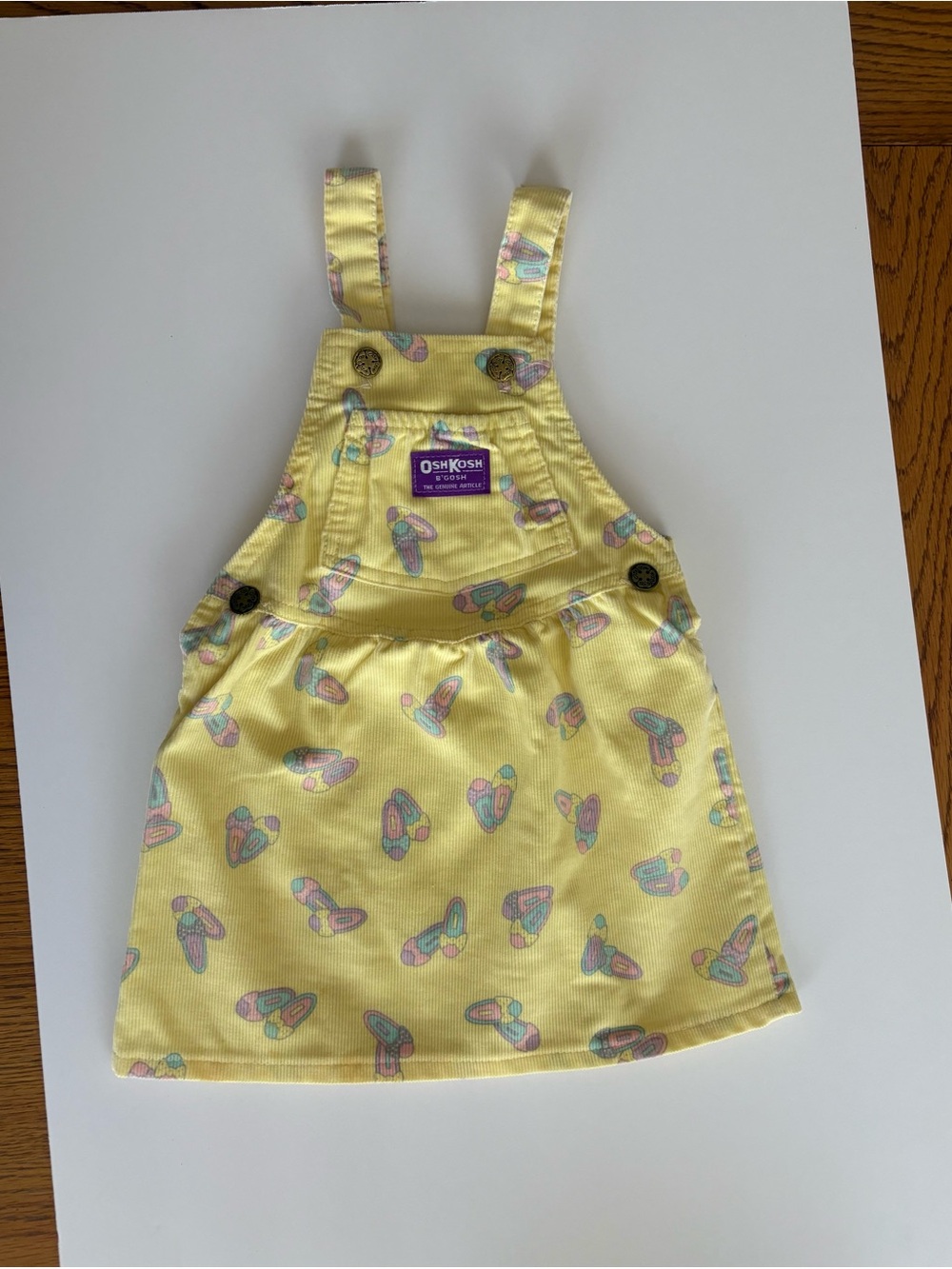 Vintage OshKosh B’Gosh Yellow print Corduroy Vestpak Jumper Dress